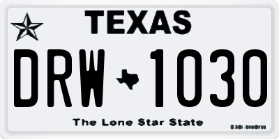 TX license plate DRW1030