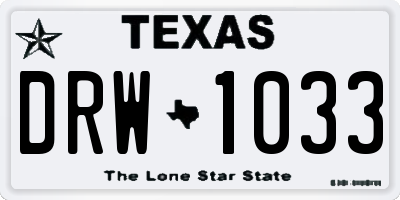 TX license plate DRW1033