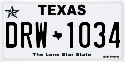 TX license plate DRW1034