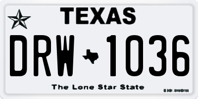 TX license plate DRW1036