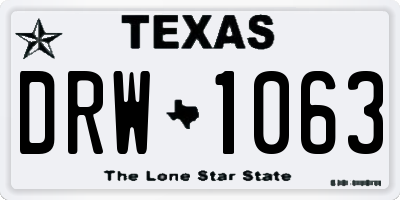 TX license plate DRW1063