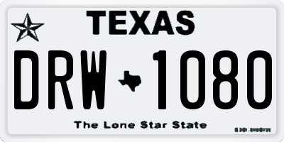 TX license plate DRW1080