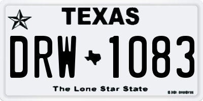 TX license plate DRW1083