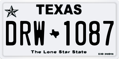 TX license plate DRW1087