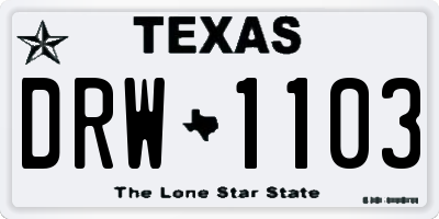 TX license plate DRW1103