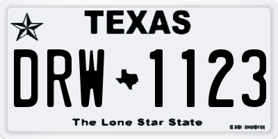 TX license plate DRW1123