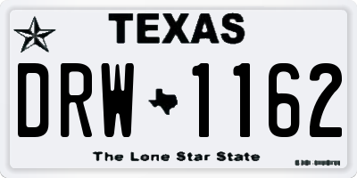 TX license plate DRW1162