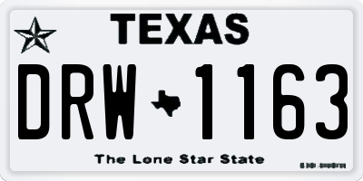 TX license plate DRW1163