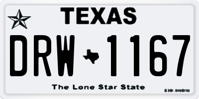 TX license plate DRW1167