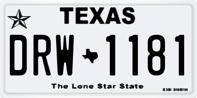 TX license plate DRW1181