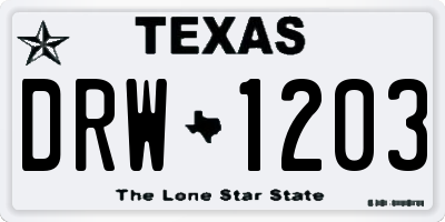 TX license plate DRW1203