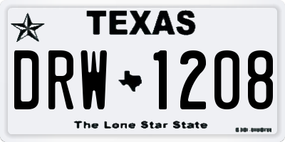 TX license plate DRW1208