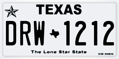 TX license plate DRW1212