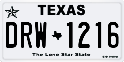 TX license plate DRW1216