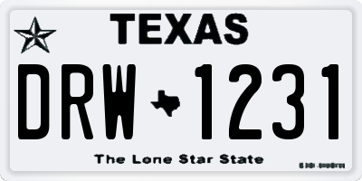 TX license plate DRW1231