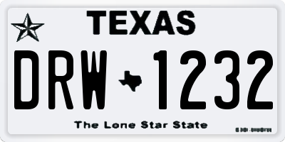 TX license plate DRW1232