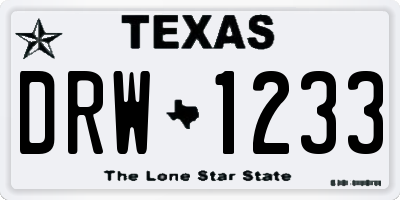 TX license plate DRW1233