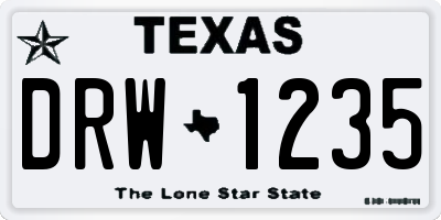 TX license plate DRW1235