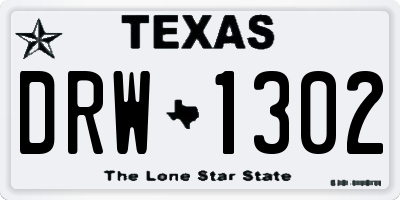 TX license plate DRW1302