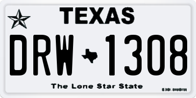 TX license plate DRW1308
