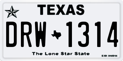 TX license plate DRW1314