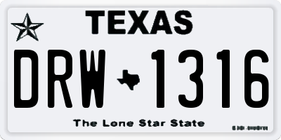 TX license plate DRW1316