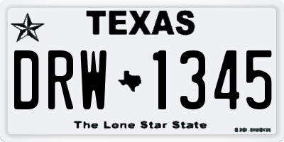 TX license plate DRW1345