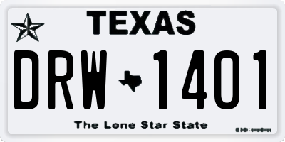 TX license plate DRW1401