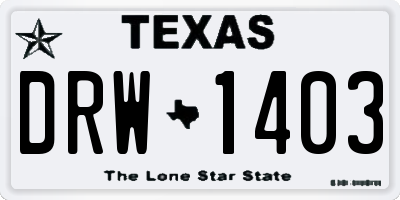TX license plate DRW1403