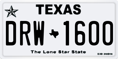TX license plate DRW1600