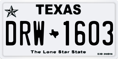 TX license plate DRW1603