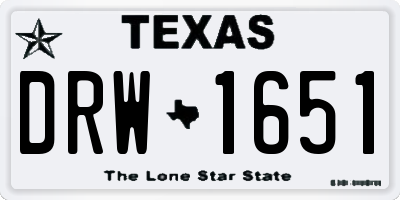 TX license plate DRW1651
