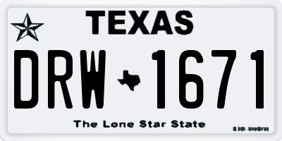 TX license plate DRW1671