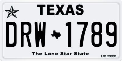 TX license plate DRW1789