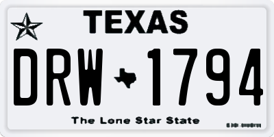 TX license plate DRW1794