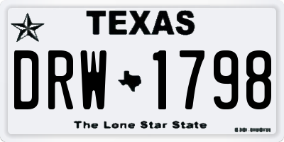 TX license plate DRW1798
