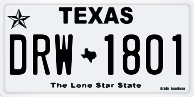 TX license plate DRW1801