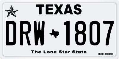 TX license plate DRW1807
