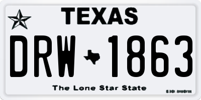 TX license plate DRW1863