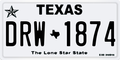 TX license plate DRW1874