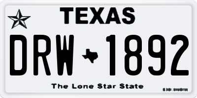 TX license plate DRW1892