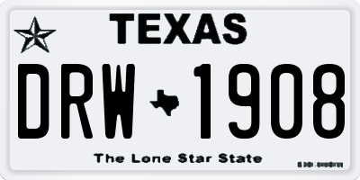 TX license plate DRW1908