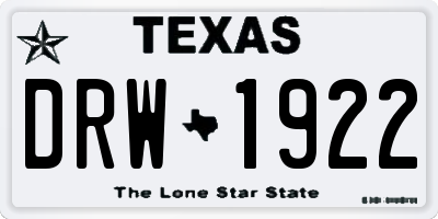 TX license plate DRW1922
