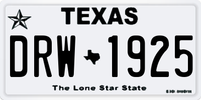 TX license plate DRW1925