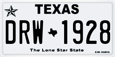 TX license plate DRW1928