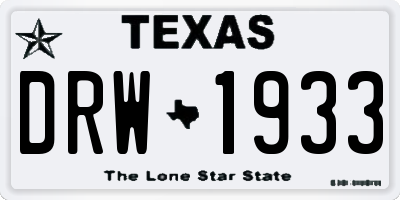 TX license plate DRW1933