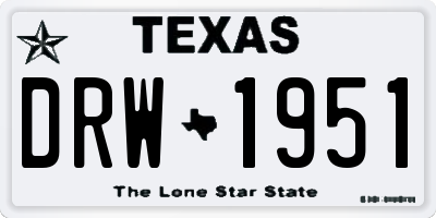 TX license plate DRW1951