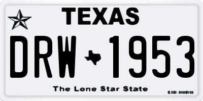 TX license plate DRW1953