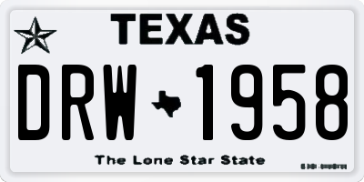 TX license plate DRW1958