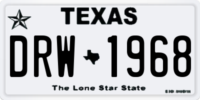 TX license plate DRW1968